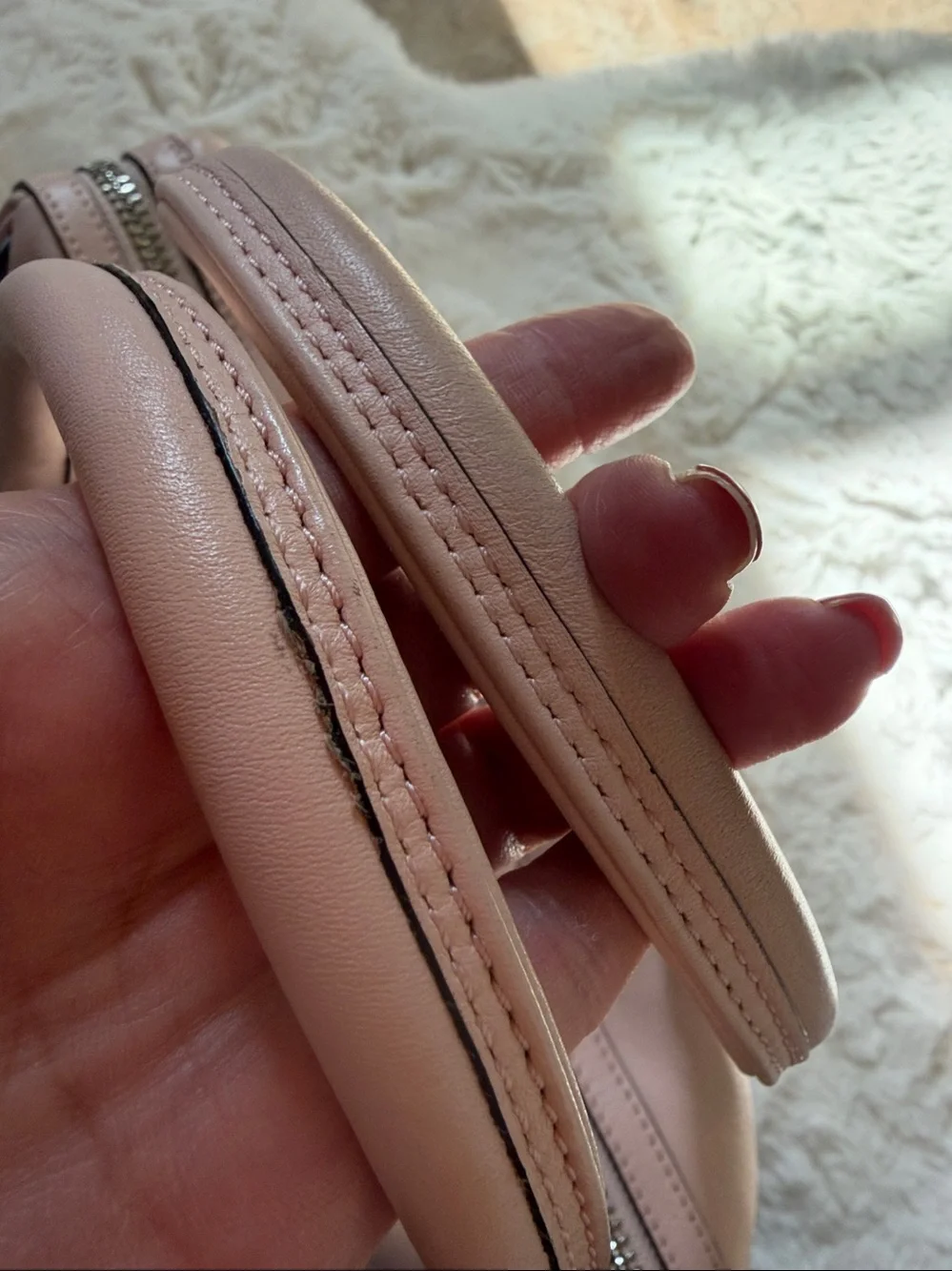 Coach Blush Pink Pebbled Leather Satchel with Tassels